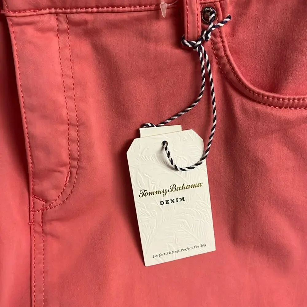 Tommy Bahama Boracay Beach Denim Tencel Skirt Pure Coral Size 14 - Picture 4 of 7